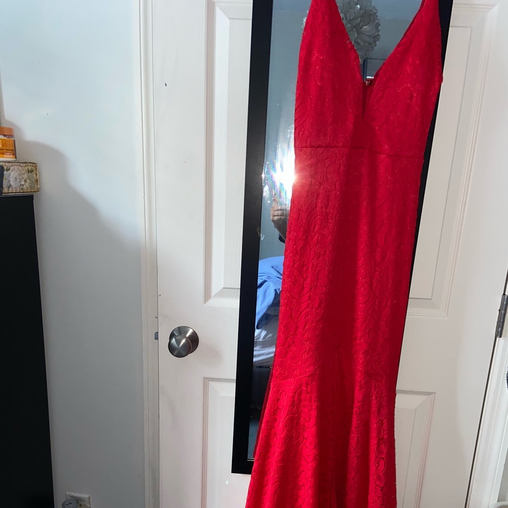 Red mermaid style prom dress